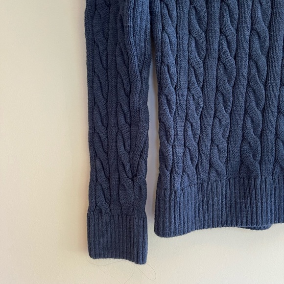 Abercrombie & Fitch Cable Knit Y2K Vintage Preppy Moose Sweater, Navy Blue, S - Picture 4 of 5